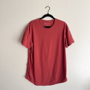 BYLT Red Orange Drop Cut Short Sleeve Tee Large